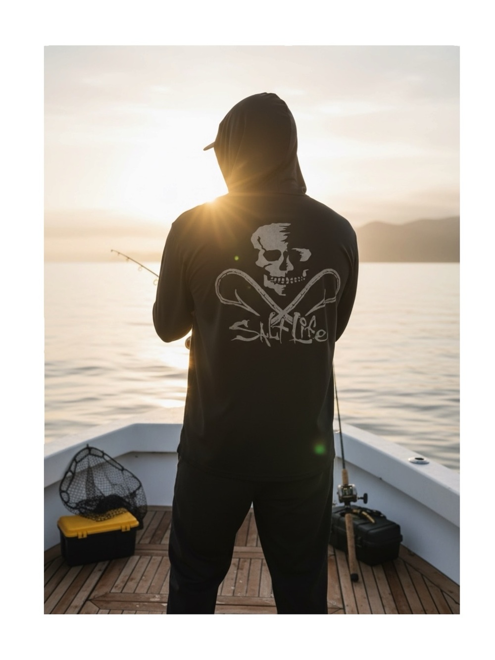 Salt Life® 𓆝 Long Sleeve Gaiter Performance UV50 Fishing Shirt 𓆝 Black Grey XL